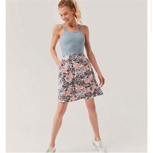 PACT Lake Blossoms Lake Stripe Fit & Flare Strappy Dress Size Small